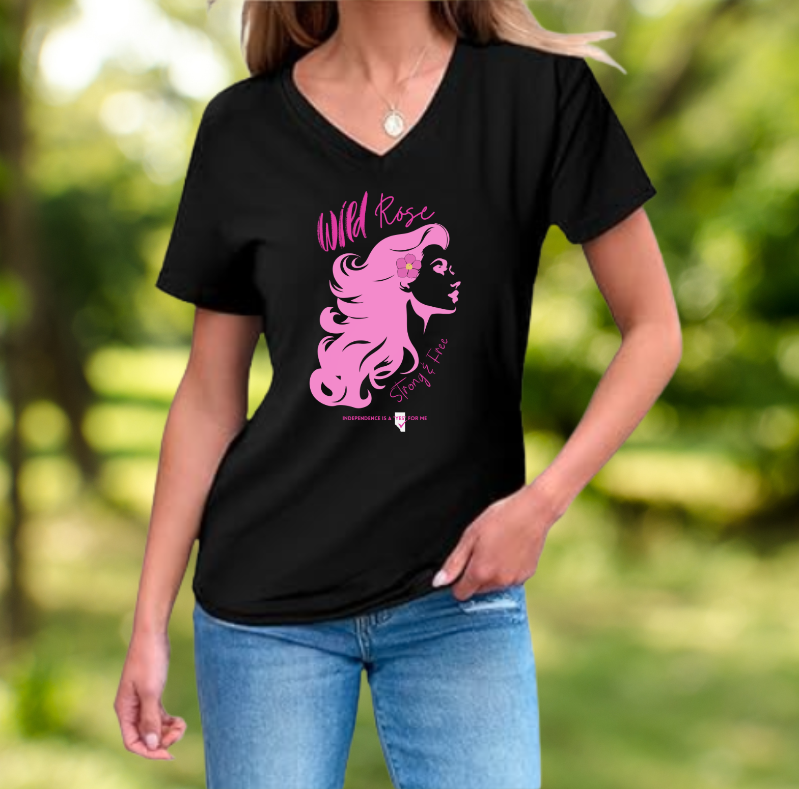 Alberta Wild Rose Women's V-Neck Tee